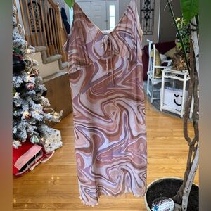 Elegant Swirl Pattern Midi Dress